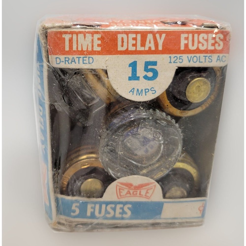 Vintage Eagle Time Delay 15 Amp Fuses Box of 5